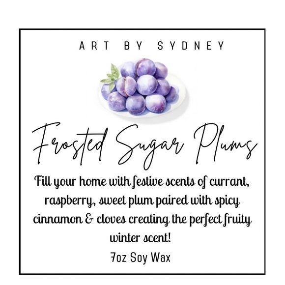 Frosted Sugar Plums 7oz Candle Soy Wax Hand Crafted - Picture 2 of 3